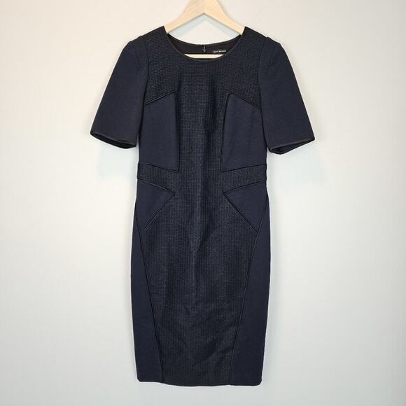 Club Monaco NWT Matalin Sheath Navy Blue Above Knee Professional Dress‎ Size 4 - Picture 1 of 11